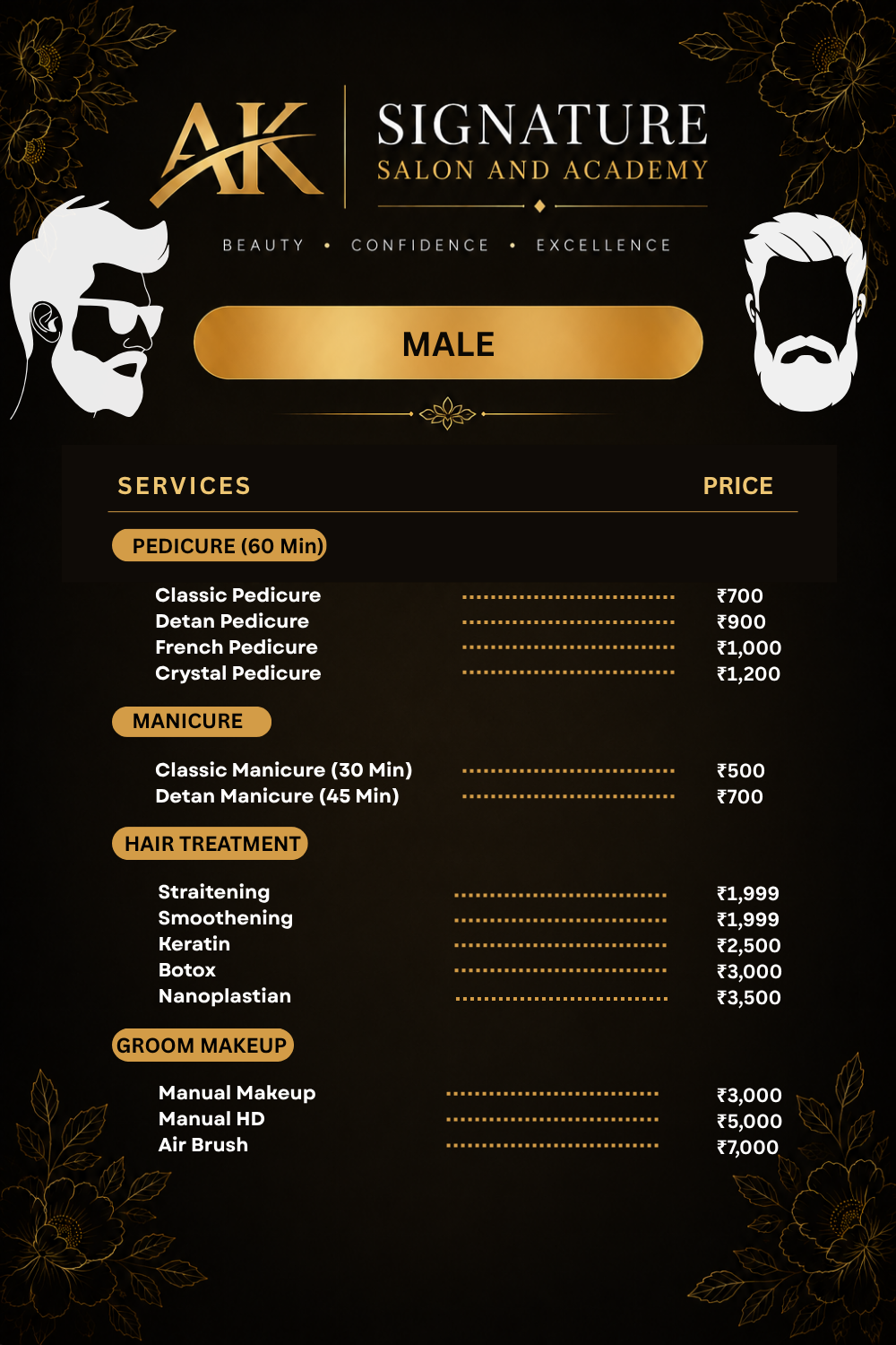 men price in salon